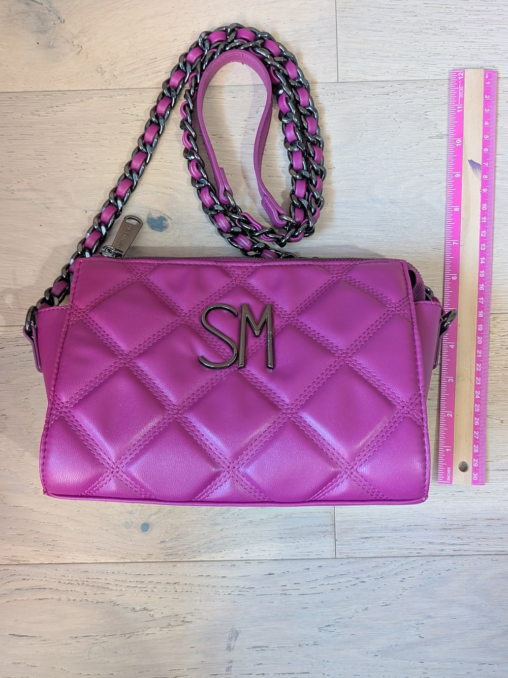 Steve Madden Quilted Crossbody in Bright Pink